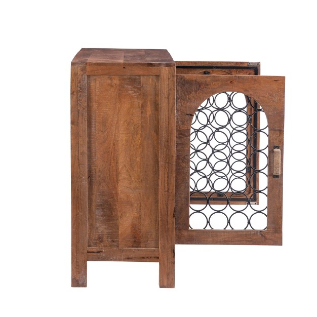 Creswell Boho Solid Wood Console Decorative Metal 2 Door Storage Brown Powell