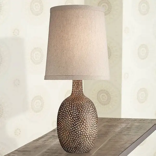 Rustic Accent Table Lamp Antique Bronze Hammered Texture - 11