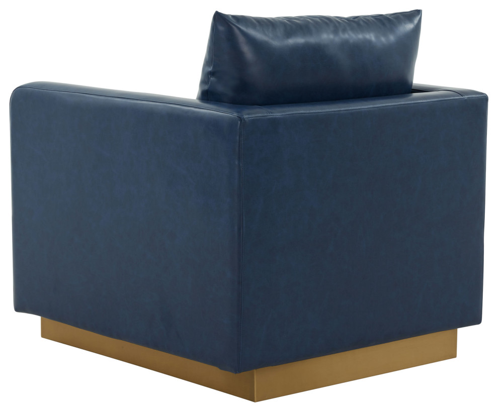 Leisuremod Nervo Leather Accent Armchair  Navy Blue   Contemporary   Armchairs And Accent Chairs   by Kolibri Decor  Houzz