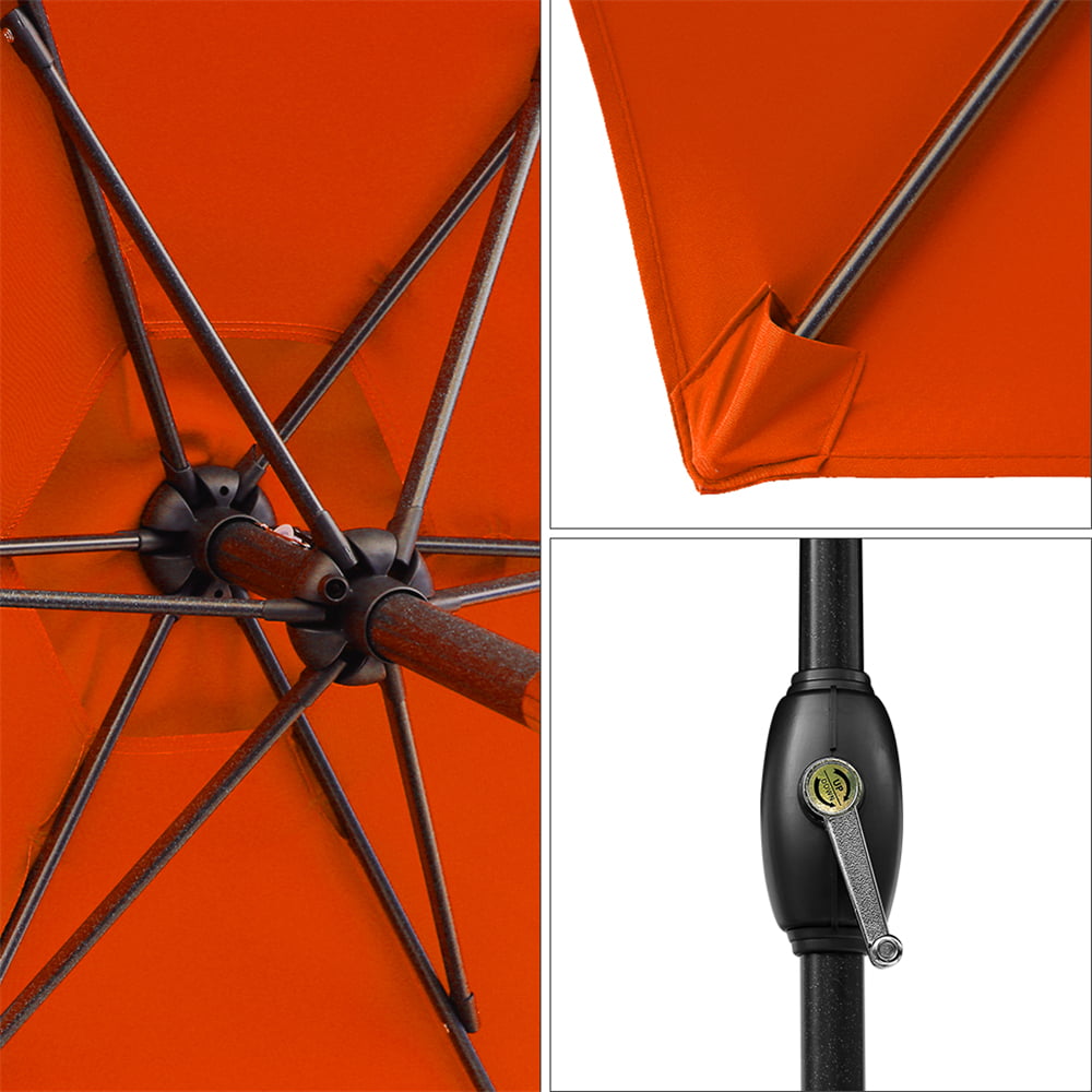 Cozyhom 7.5 ft Outdoor Patio Umbrella with Tilt and Crank Waterproof Market Umbrella 6 Ribs, Orange