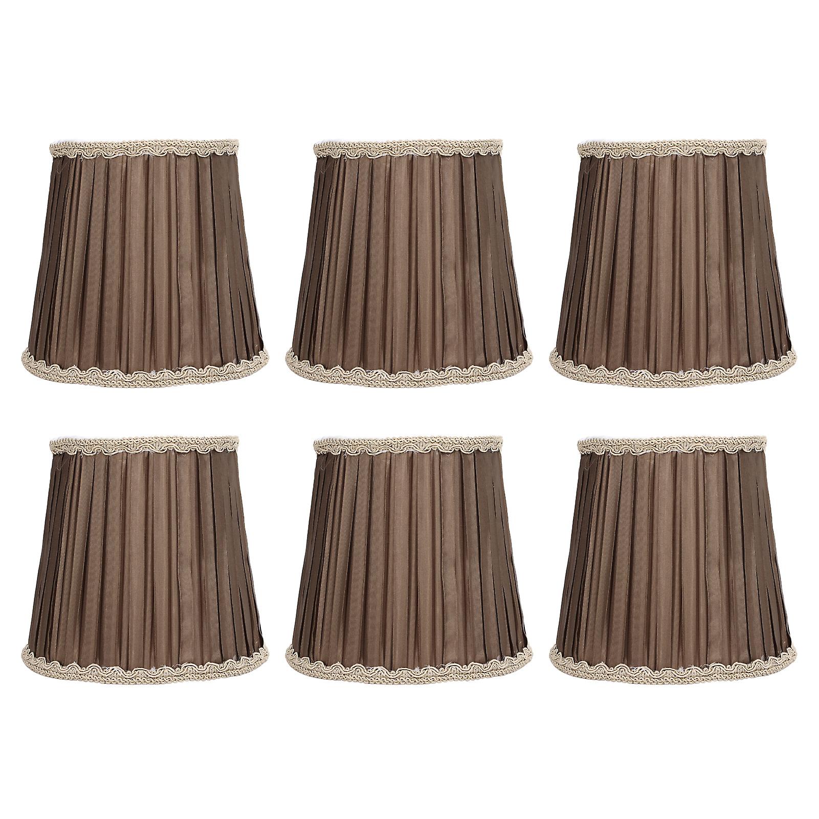 6pcs Table Lamp Shades Coffee Color Fabric Lampshade With Ruffles For E14 Chandelier Ceiling Desk Lamp