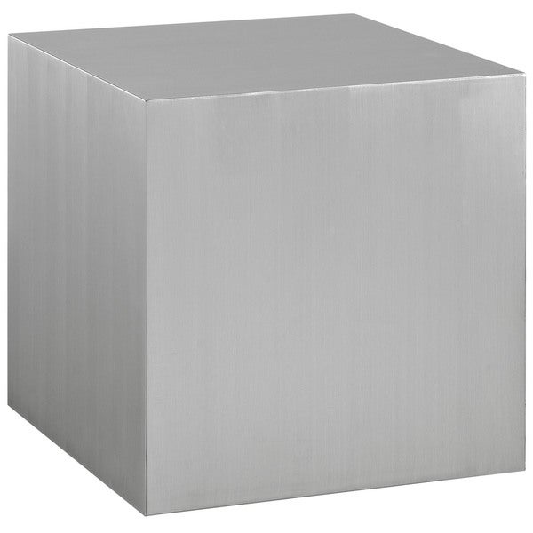 Modern Cube Stainless Steel Side Table， Silver