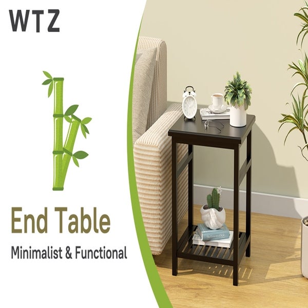 Modern Bamboo 2-Tier End Table/Side Table/Nightstand