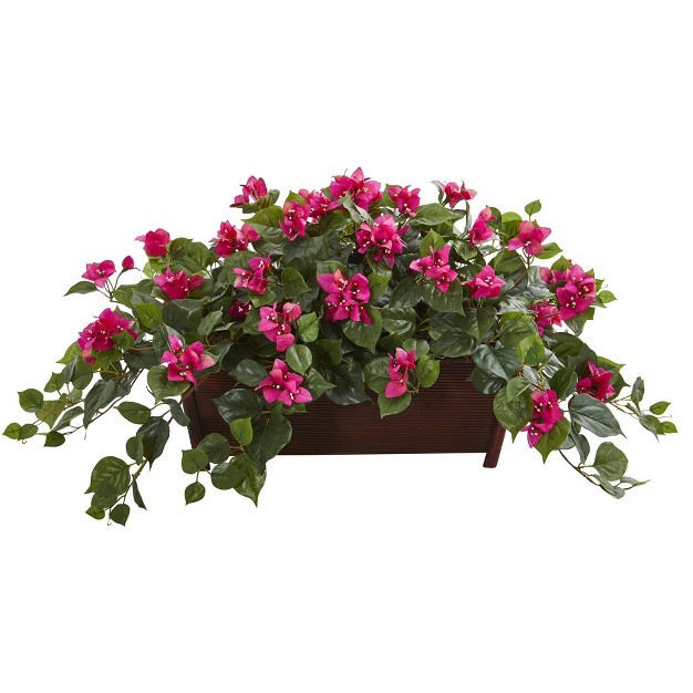 Nearly Natural 18-in Bougainvillea Artificial Plant In Decorative Planter