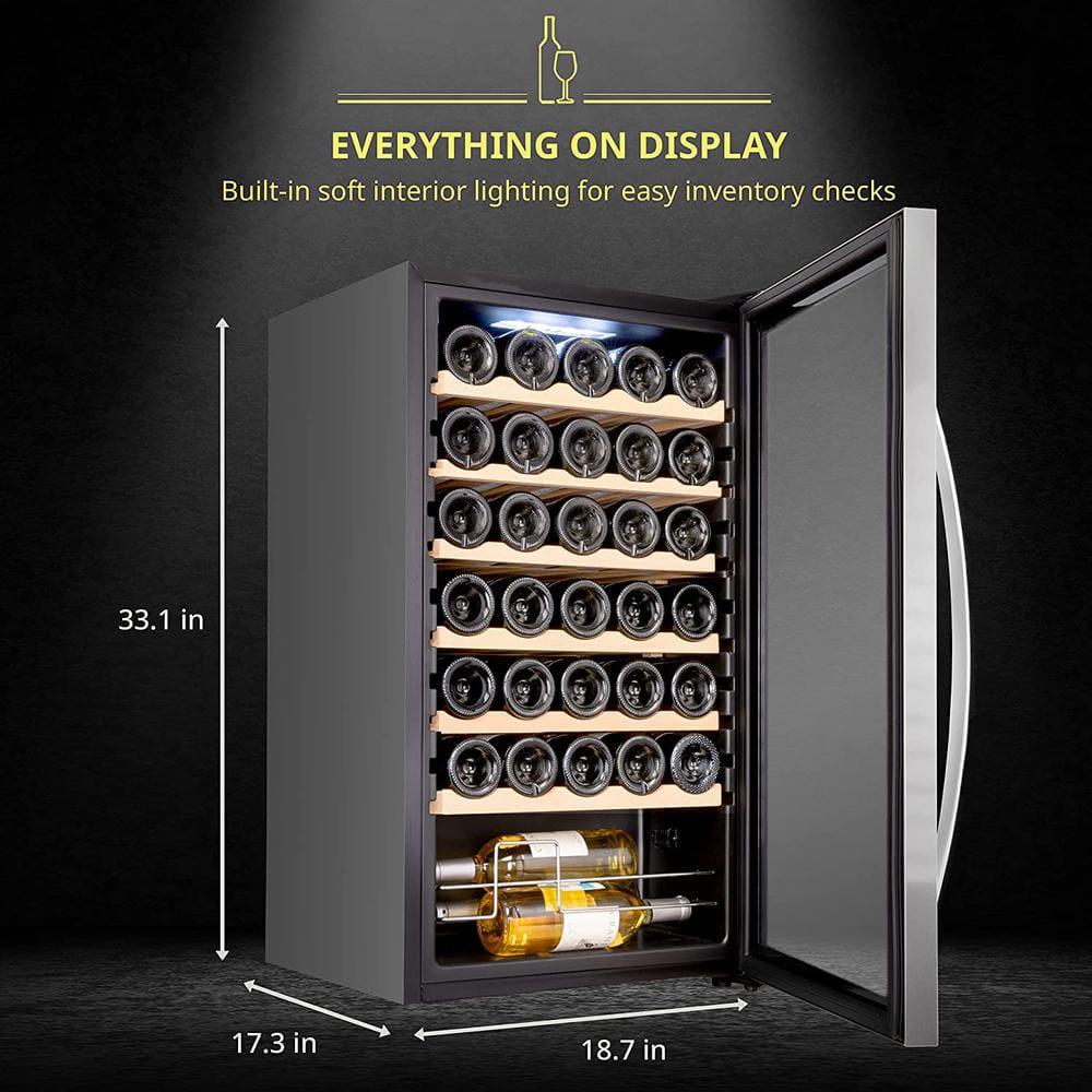 Schmecke Wine Fridge Single Zone 34Bottle Free Standing Wine Cooler with Lock