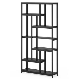 BYBLIGHT Eulas 79 in. Black 10-Shelf Etagere Bookcase with Open Shelves 7-Tier Extra Tall Bookshelf for Home Office BB-U78-XL