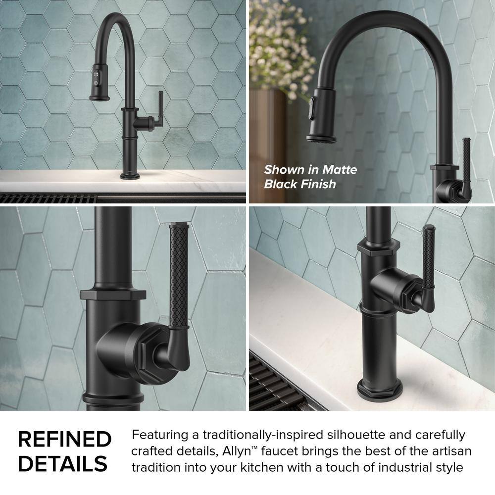 KRAUS Sellette Traditional Industrial Pull-Down Single Handle Kitchen Faucet in Matte Black KPF-4100MB