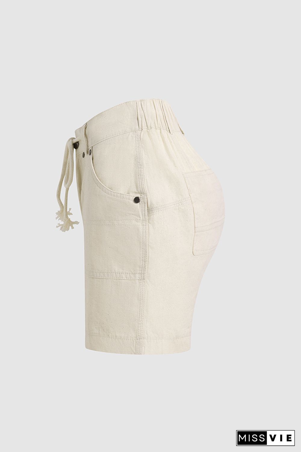 Drawstring Waist Slant Pocket Shorts