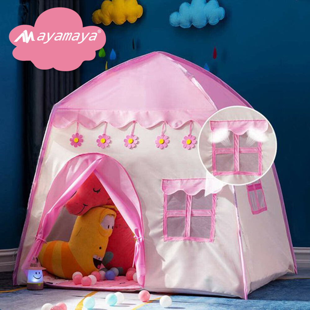 Princess Castle Tent for Kid Girls AYAMAYA- Kids Durable Pink Playhouse Tents Indoor andOutdoor Large Children Play Room for Imaginative Games Toys for Child Birthday Gifts for Girls(Pink)