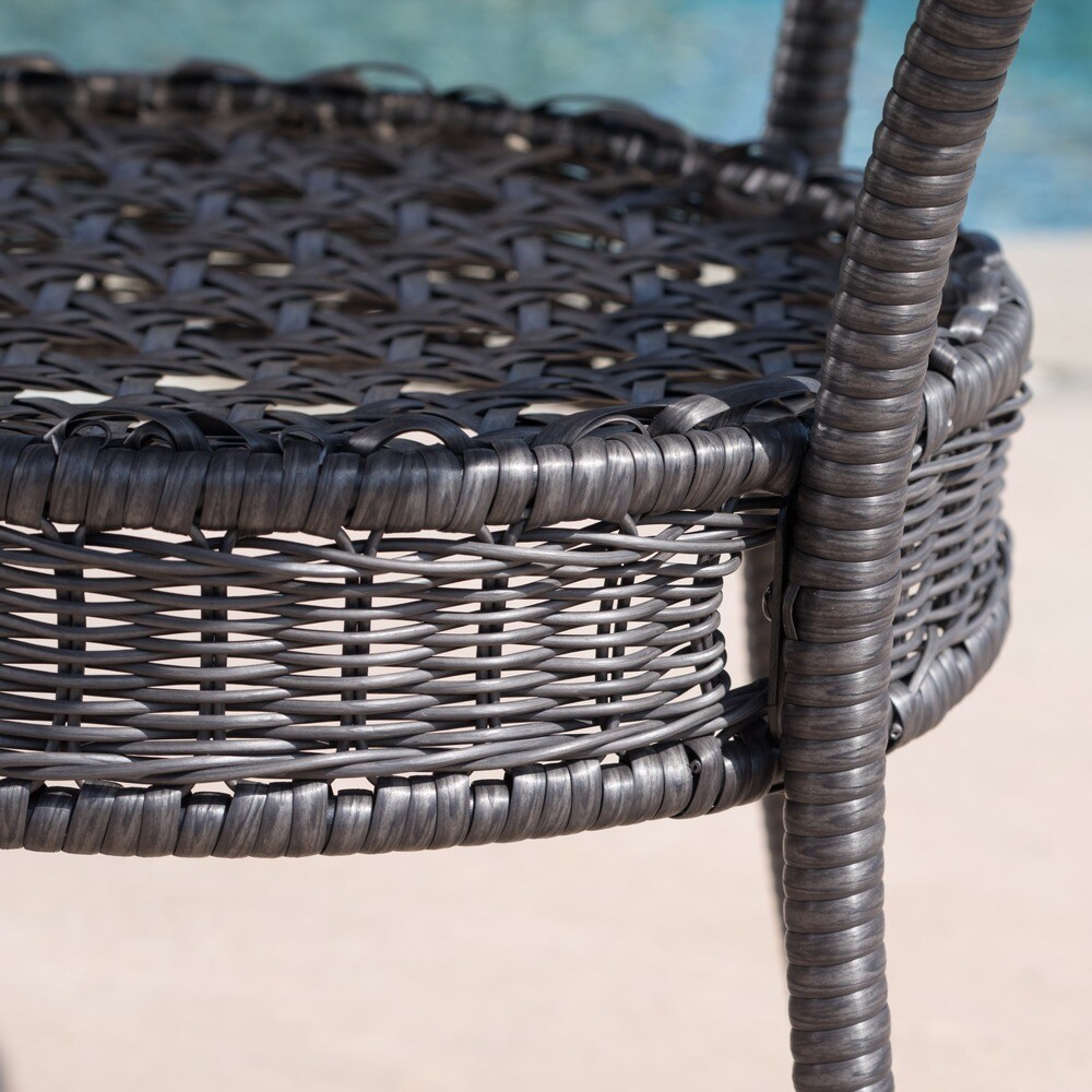 Figi Outdoor 34 inch Wicker Glass Table (ONLY) by Christopher Knight Home