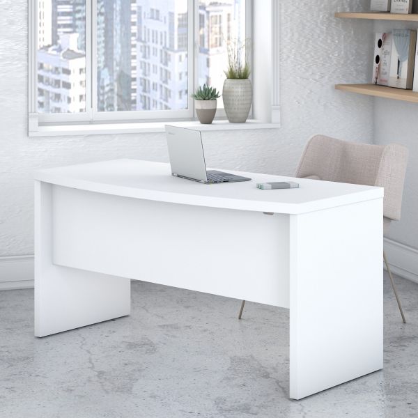 Office by kathy ireland Echo 60W Bow Front Desk in Pure White