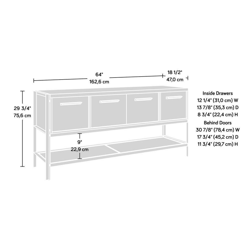 SAUDER Briarbrook 64.016 in. Barrel Oak Computer Desk Office Credenza with Doors and File Drawers 430074