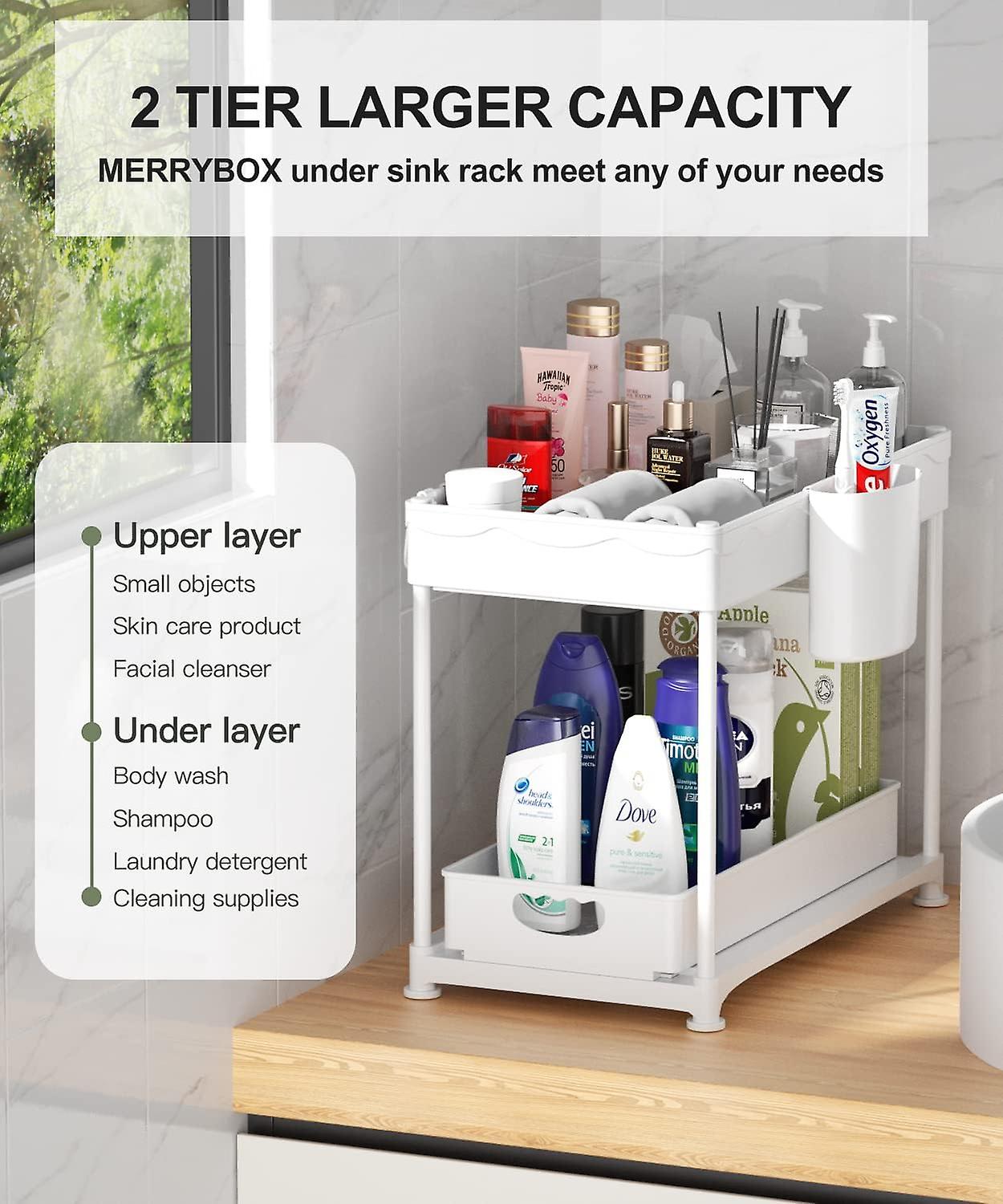 Under Sink Organizer Adjustable Heightunder Sink Organizers And Storage 2-tier Under Cabinet Storage Bathroom Organizer Sliding Drawer With Hooks Hang