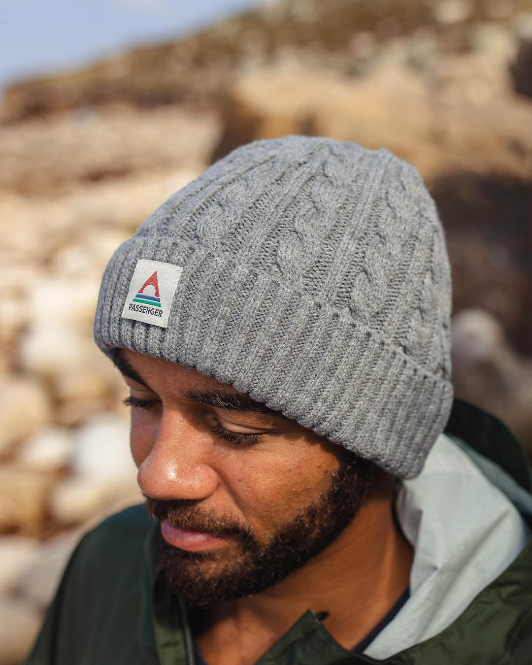 Fireside Cable Knit Beanie - Grey Marl