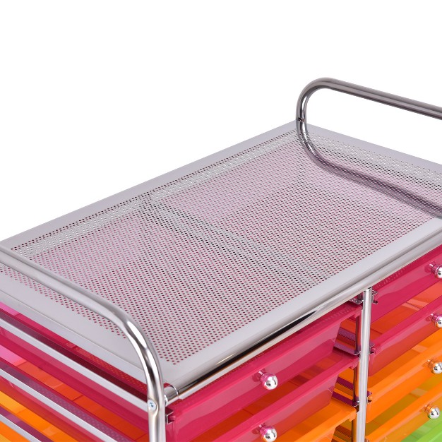 Tangkula 20 drawers Rolling Storage Cart With Organizer Top