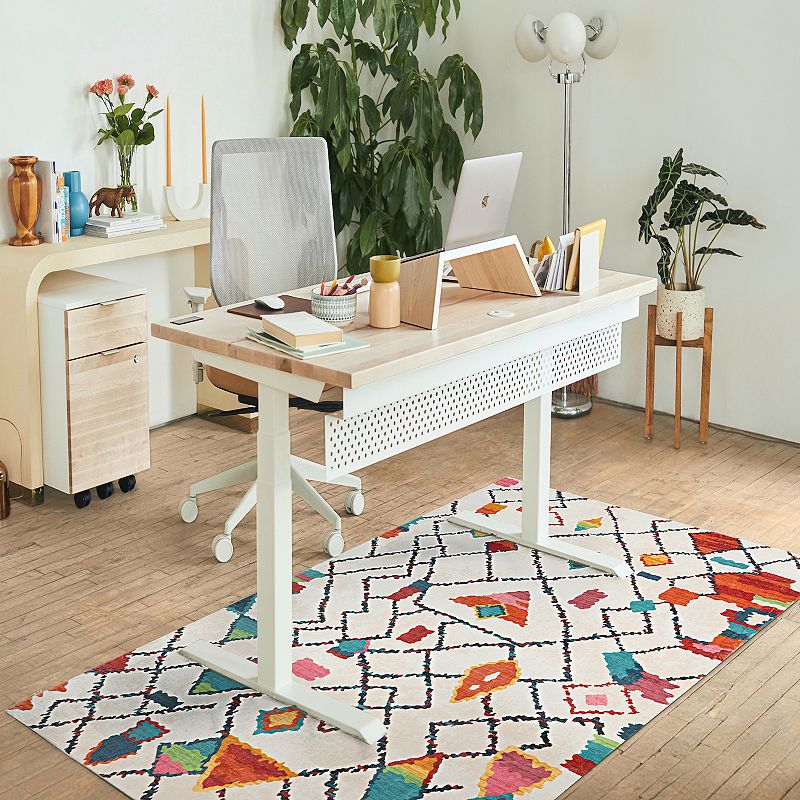 Linon Motif Faux Rabbit Rug Roboto