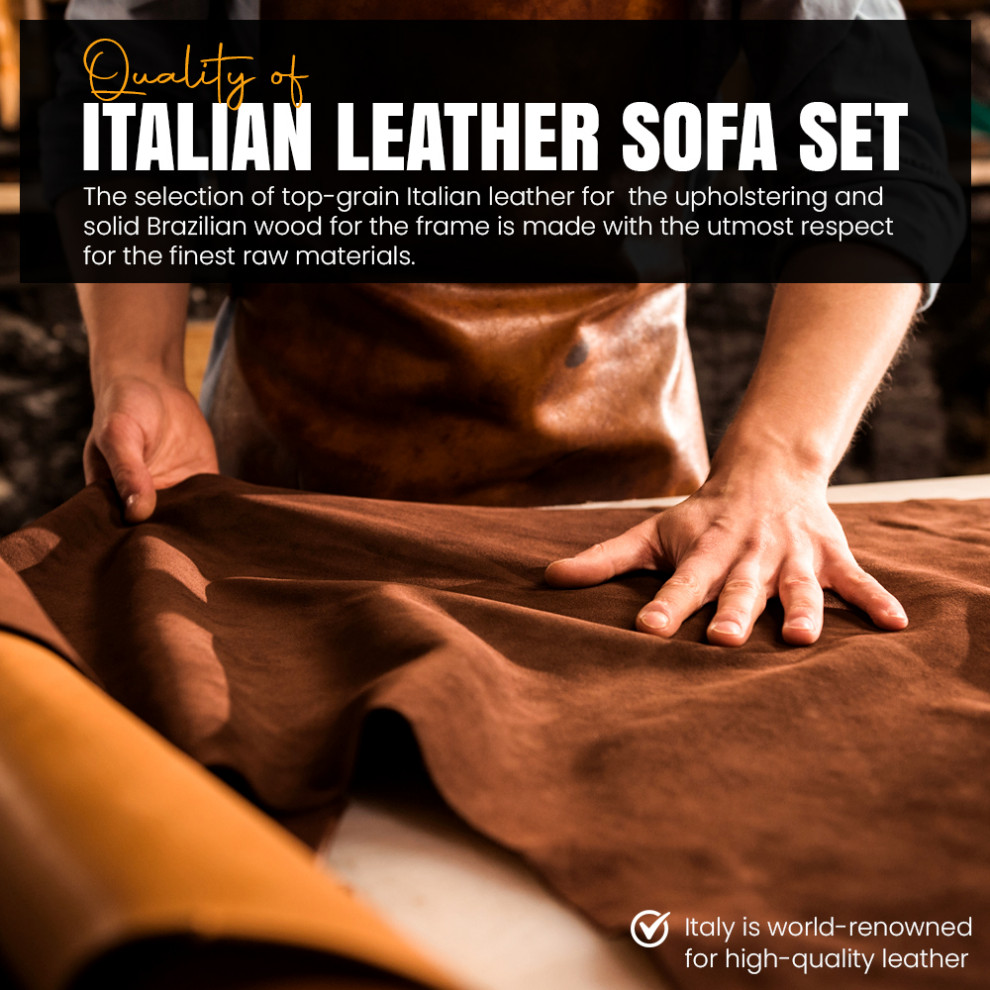 Luna Top Grain Italian Leather Sofa   Contemporary   Sofas   by Luxuriant Furniture  Houzz