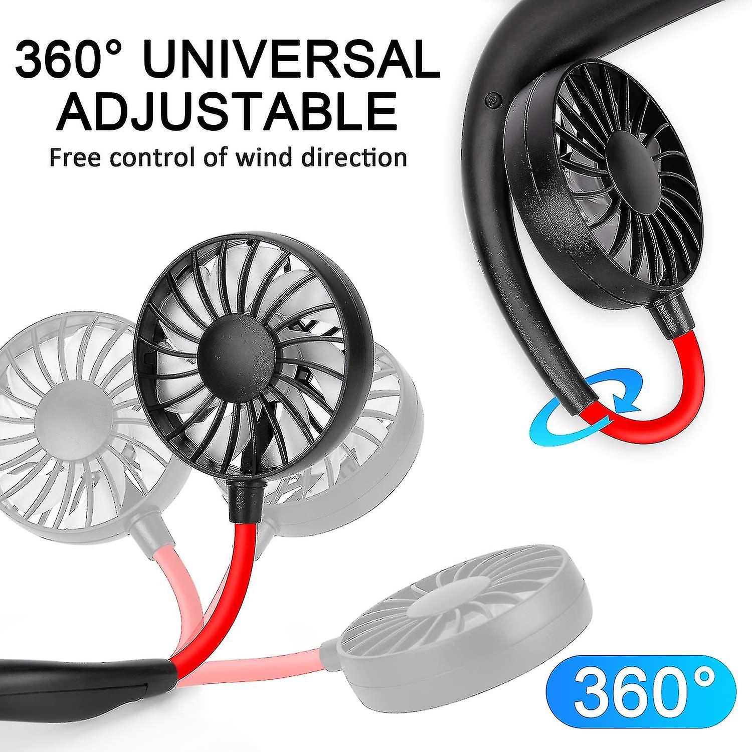 Hands Free Portable Neck Fan - Rechargeable Mini Personal Usb Fan， Headphone Design Wearable Neckband Fan， Usb Neck Fan For Home Office Travel Indoor