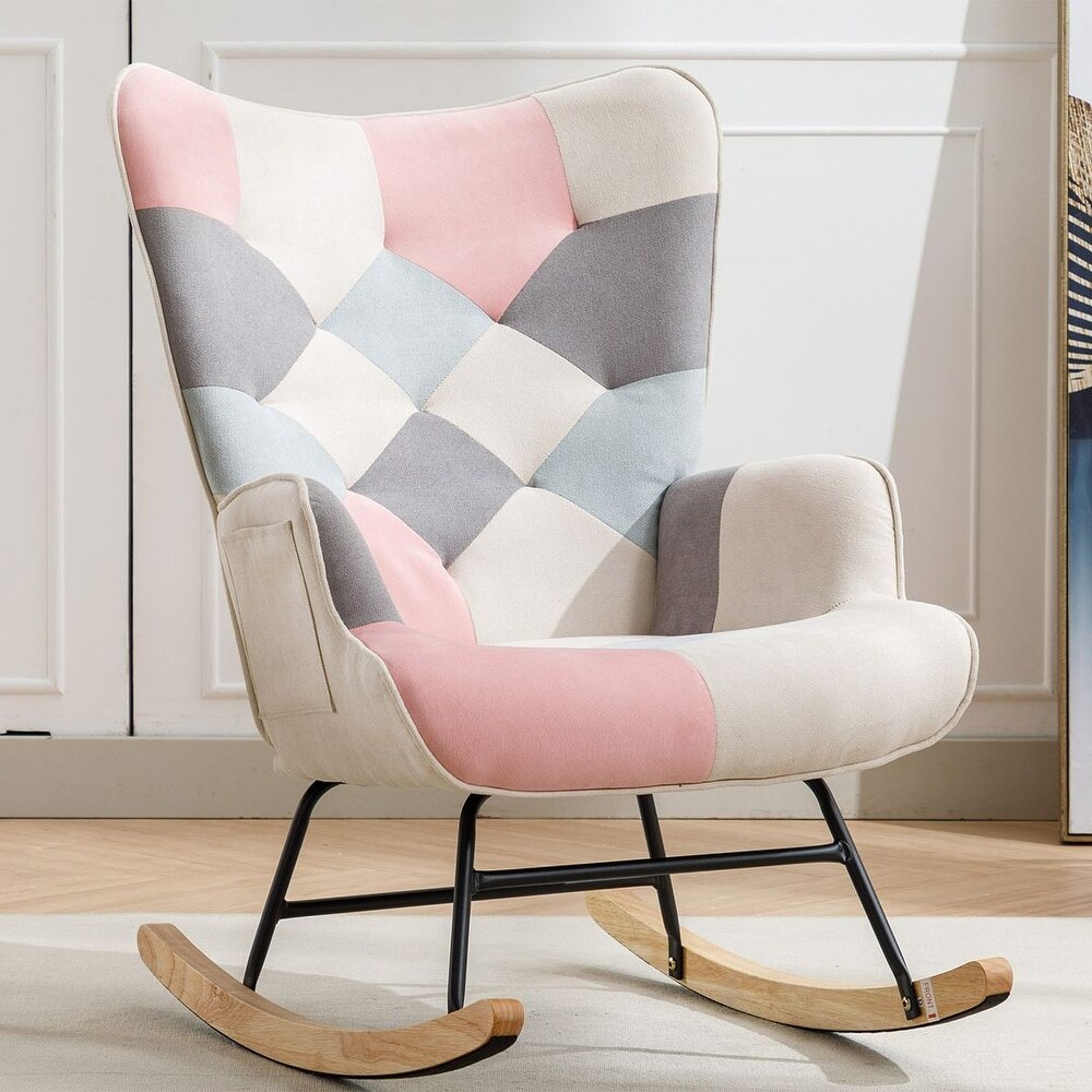 Accent Rocking Chair  Upholstered Nursery Glider Rocker