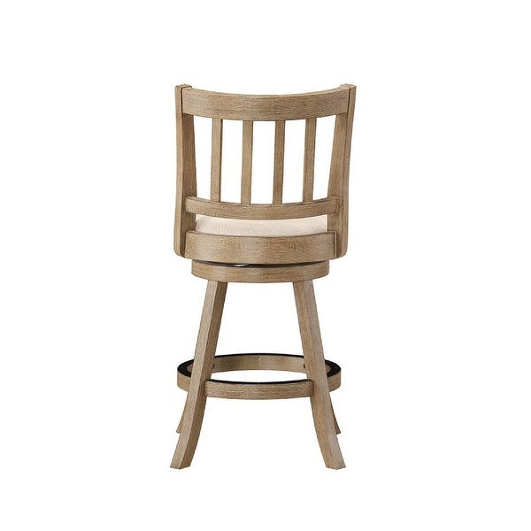 Adam 24 Inch Solid Wood Swivel Counter Stool， Slatted - 21.5 L x 18 W x 37.5 H