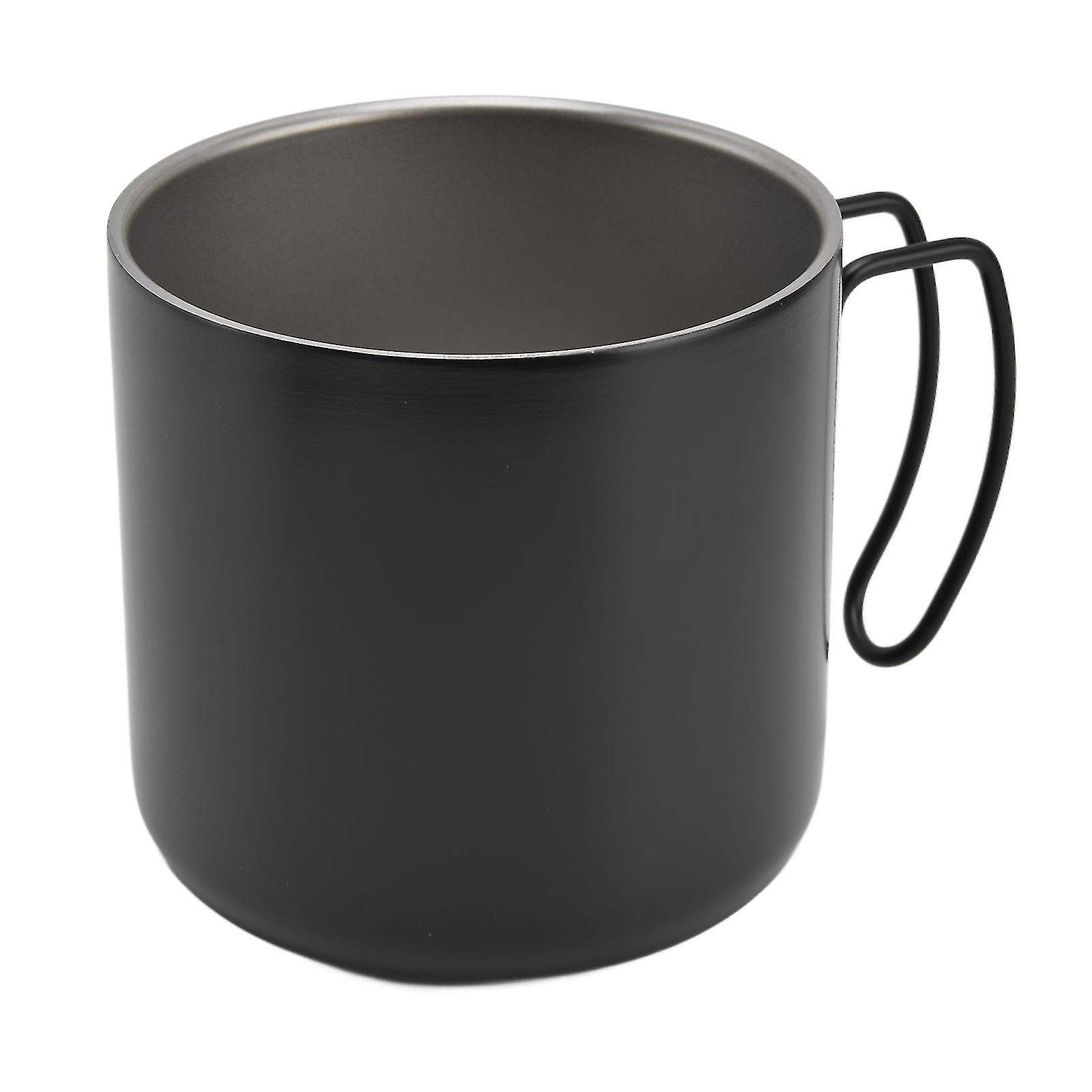 Coffee Mug Stainless Steel 400ml Durable Practical Portable Water Cup with Handle for Home Office RestaurantBlack (Without Lid) 400ml