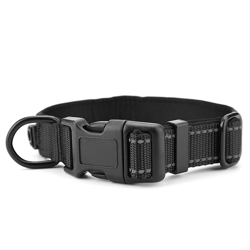 Reflective Nylon Dog Collars Adjustable Safe Pet Collar for Small Medium Large Dogs(Black L)