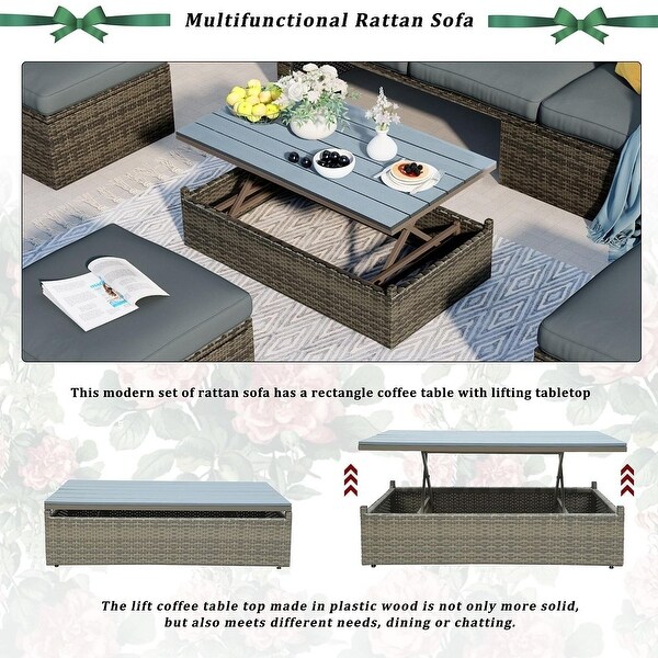 5 PCS Outdoor Patio Furniture Wicker Sofa Set for 6