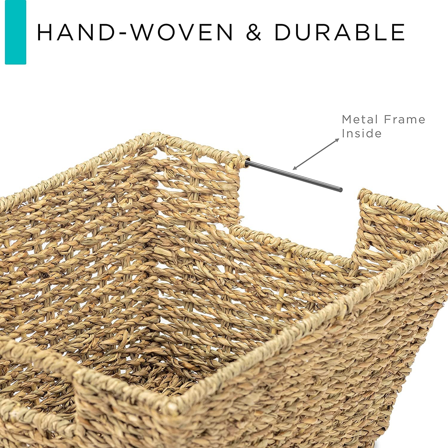 Sorbus Woven Wicker Storage Baskets for Organizing, Seagrass Closet Organizer Bins, Organization Storage Bins for Living Room, Bathroom Towels, Kitchen Pantry Cabinet, Bedroom, Handmade 2-PACK