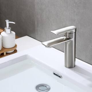 LUXIER Single Hole Single-Handle Bathroom Faucet with drain in Brushed Nickel BSH07-SB