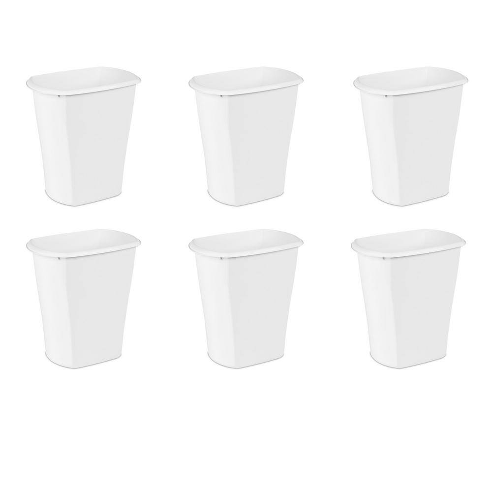 Sterilite 5.5 Gal. White Ultra Plastic Wastebasket Trash Can (6-Pack) 6 x 10528006