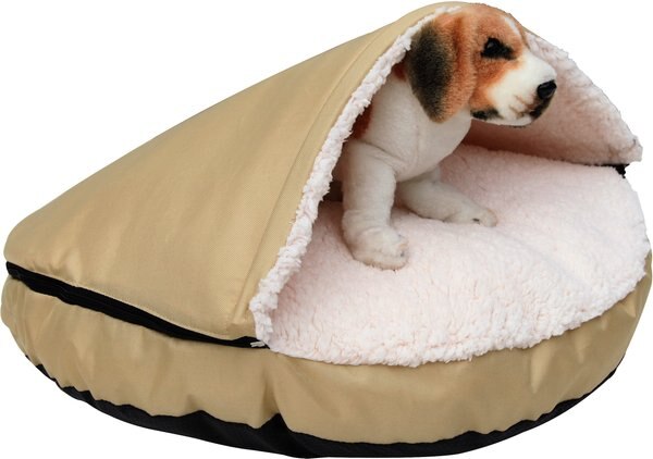 HappyCare Textiles Durable Oxford to Sherpa Pet Cave Covered Cat and Dog Bed w/Removable Cover