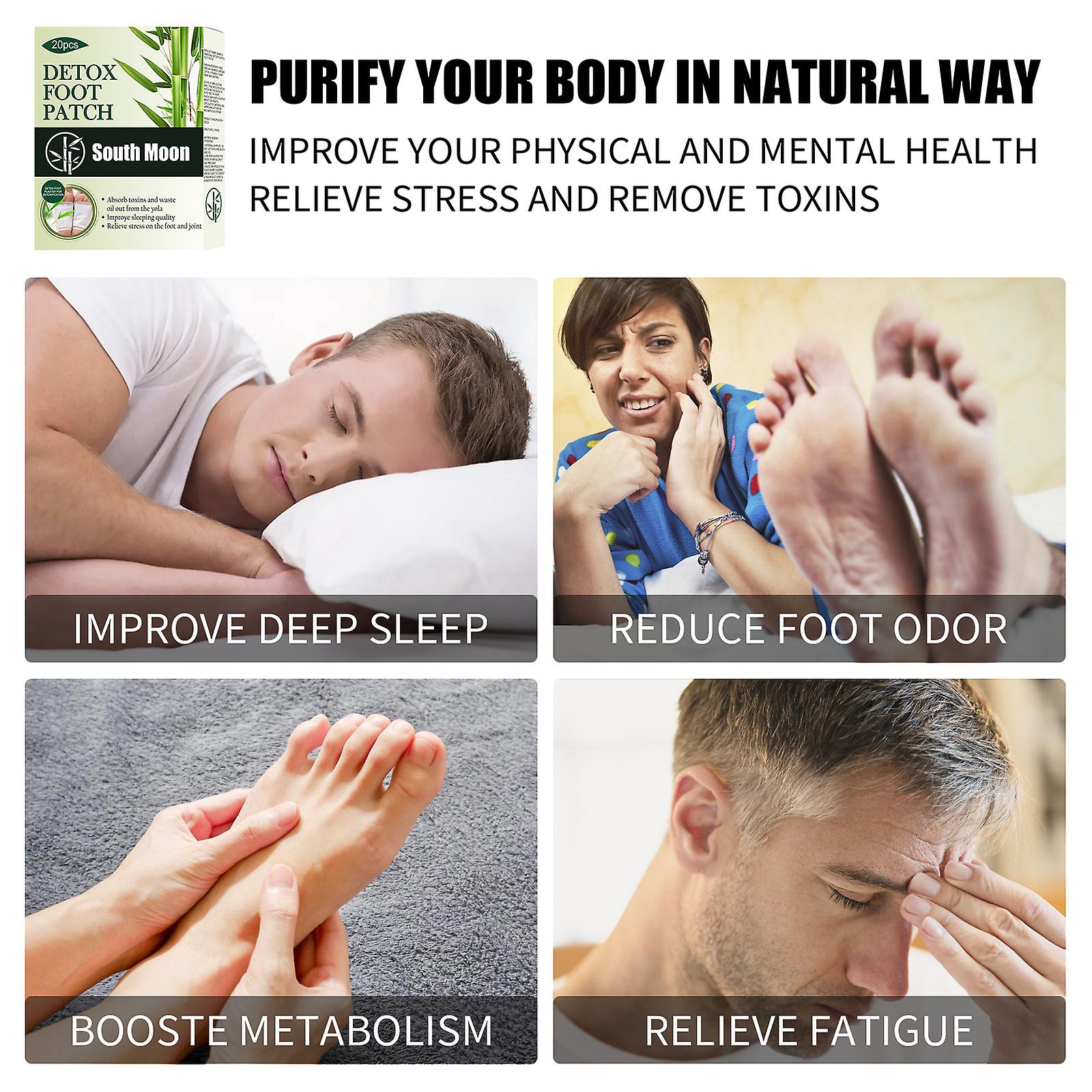 Natural Bamboo Charcoal Foot Patch Improves Headaches Back Pain Helps Sleep And Relieves Stress