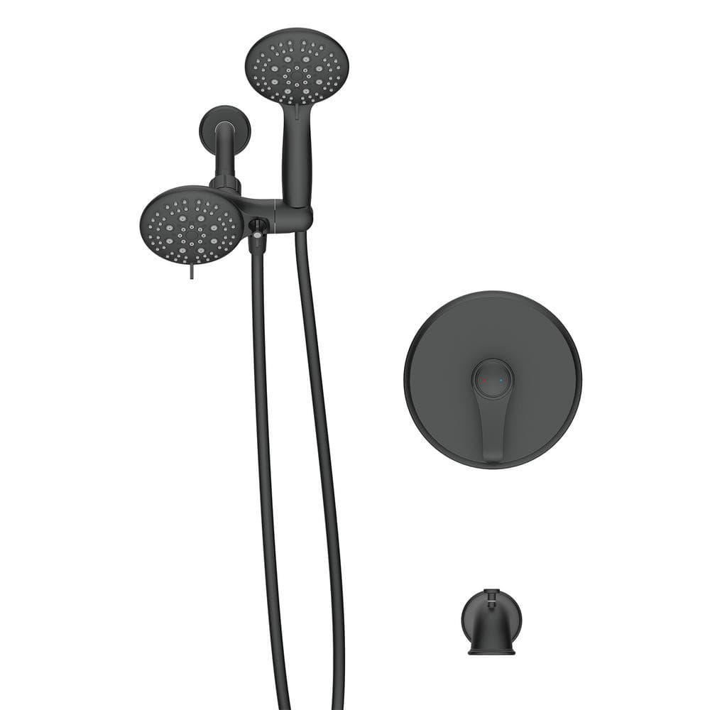 GIVING TREE 2In1 SingleHandle 11Spray Tub and Shower Faucet Handheld Combo with 4 in Shower Head in Matte Black