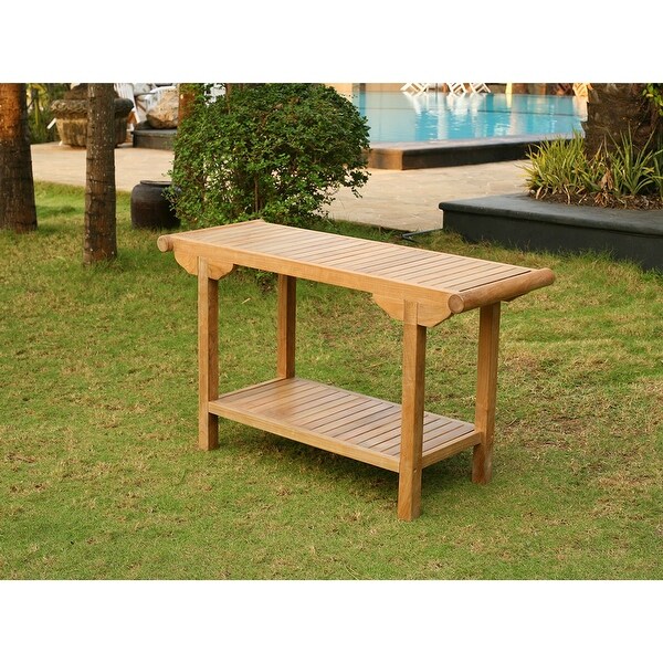 Jakarta Teak Outdoor Console Table with Storage Shelf