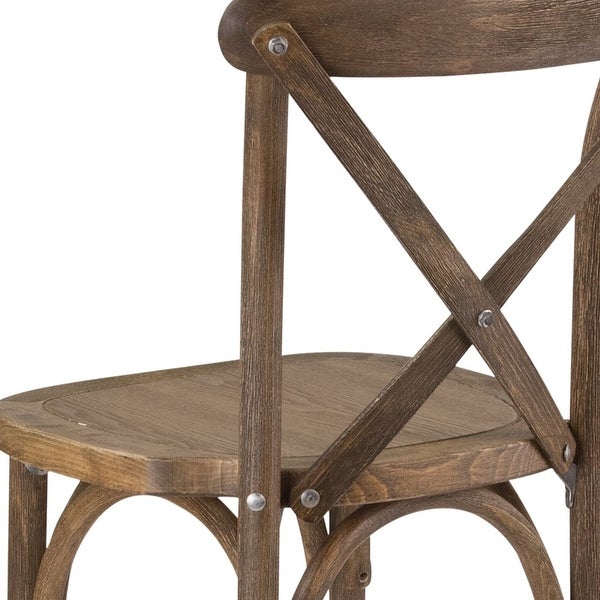 2 Pack HERCULES Series Dark Antique Wood Cross Back Barstool - as show