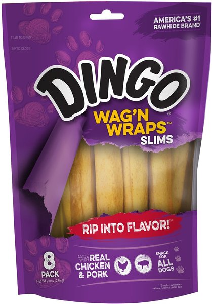 Dingo Wag' N Wrap Slims Dog Treats， 8 count