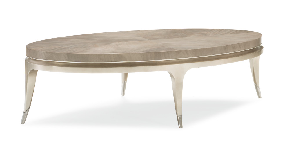 Front And Center Silver Mahogany Oval Cocktail Table   Transitional   Coffee Tables   by Caracole  Houzz