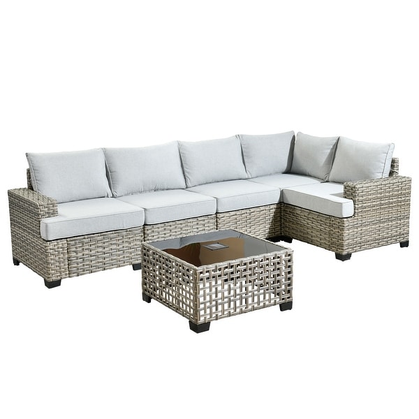 HOOOWOOO 6piece Patio Furniture Conversation Set with Coffee Table