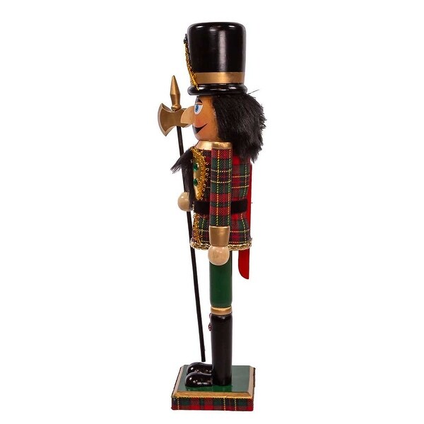 Kurt Adler 15Inch Wooden Green and Red Plaid Soldier Nutcracker