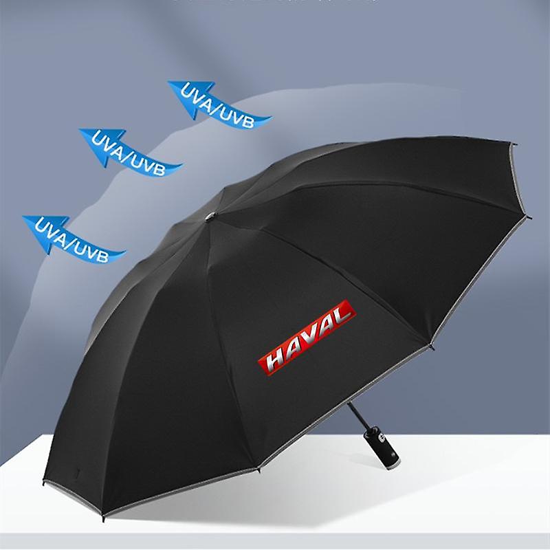 Automatic Umbrella With Reflective Stripe Reverse Led Light 10 Ribs 3 folding Umbrella For Haval F7 H6 F7x H2 H3 H5 H7 H8 H9 M4