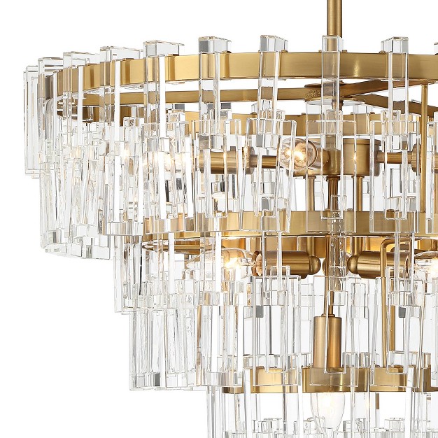 Wide Modern Tiered Crystal 6 light Fixture For Dining Room House Foyer Kitchen Island