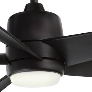 Hampton Bay Mena 54 in. White Color Changing Integrated LED IndoorOutdoor Matte Black Ceiling Fan with Light Kit and Remote Control 99919