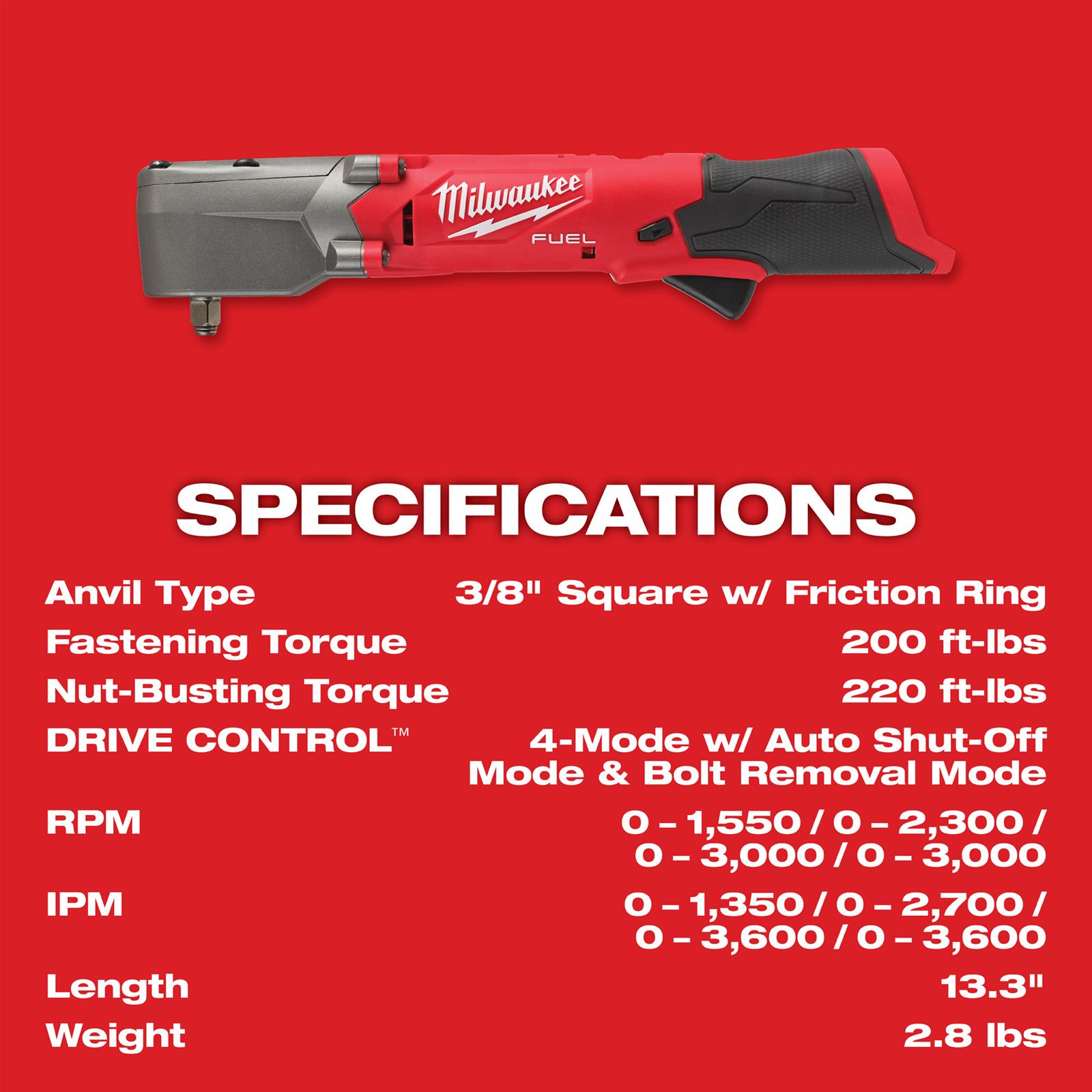 Milwaukee Tool 2564-20 Milwaukee M12 FUEL Right Angle Impact Wrenches