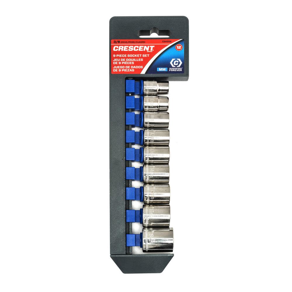 9 Pc 3/8 In. Drive 12 Point Metric Socket Set