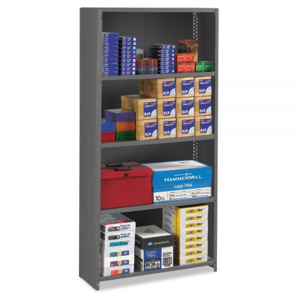 Tennsco Closed Commercial Steel Shelving， Five-Shelf， 36w x 12d x 75h， Medium Gray