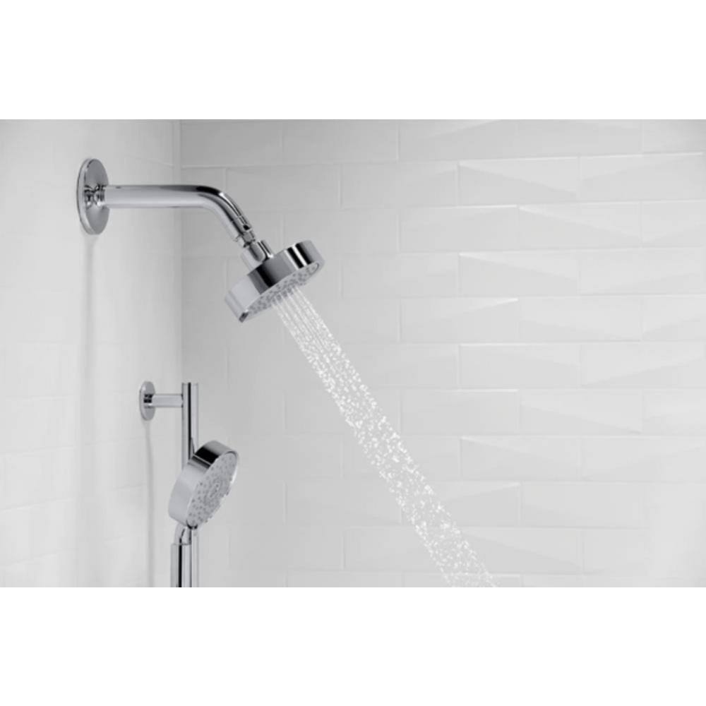 KOHLER Purist 3-Spray Patterns 5.5 in. Single Wall Mount Fixed Shower Head in Matte Black K-22170-BL