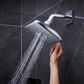 GROHE Rainshower SmartActive 3-Spray Patterns 1.75 GPM 6.5 in. Square Wall Mount Fixed Shower Head in StarLight Chrome 26797000