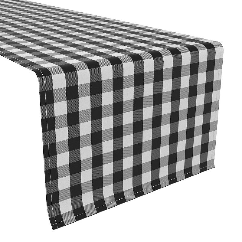 Table Runner， 100% Polyester， 14x108， Picnic Check， Black