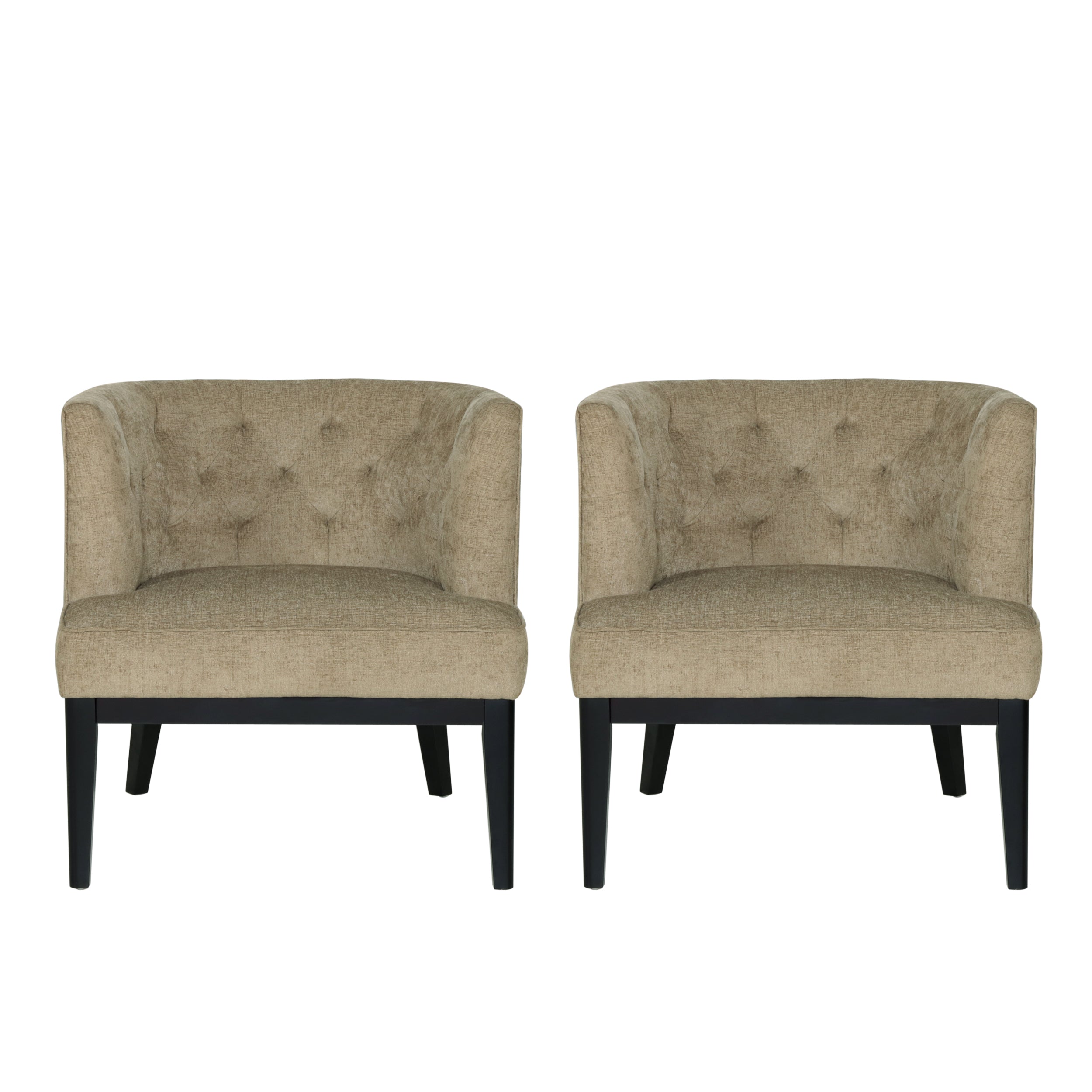 Evans Contemporary Fabric Tufted Accent Chairs, Set of 2