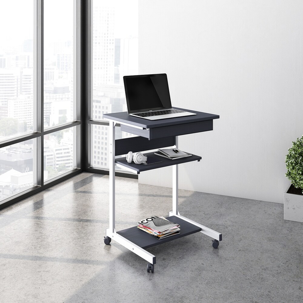 Mobili Rolling Laptop Cart with Storage for Office  Study  Bedroom  Graphite